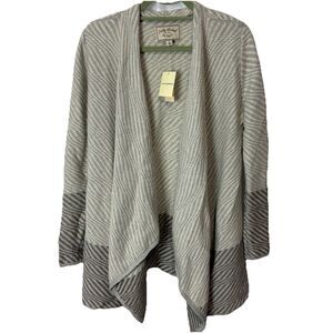 NWT Lucky Brand Open Front Cardigan Draped Knit Sweater Herringbone S Boho